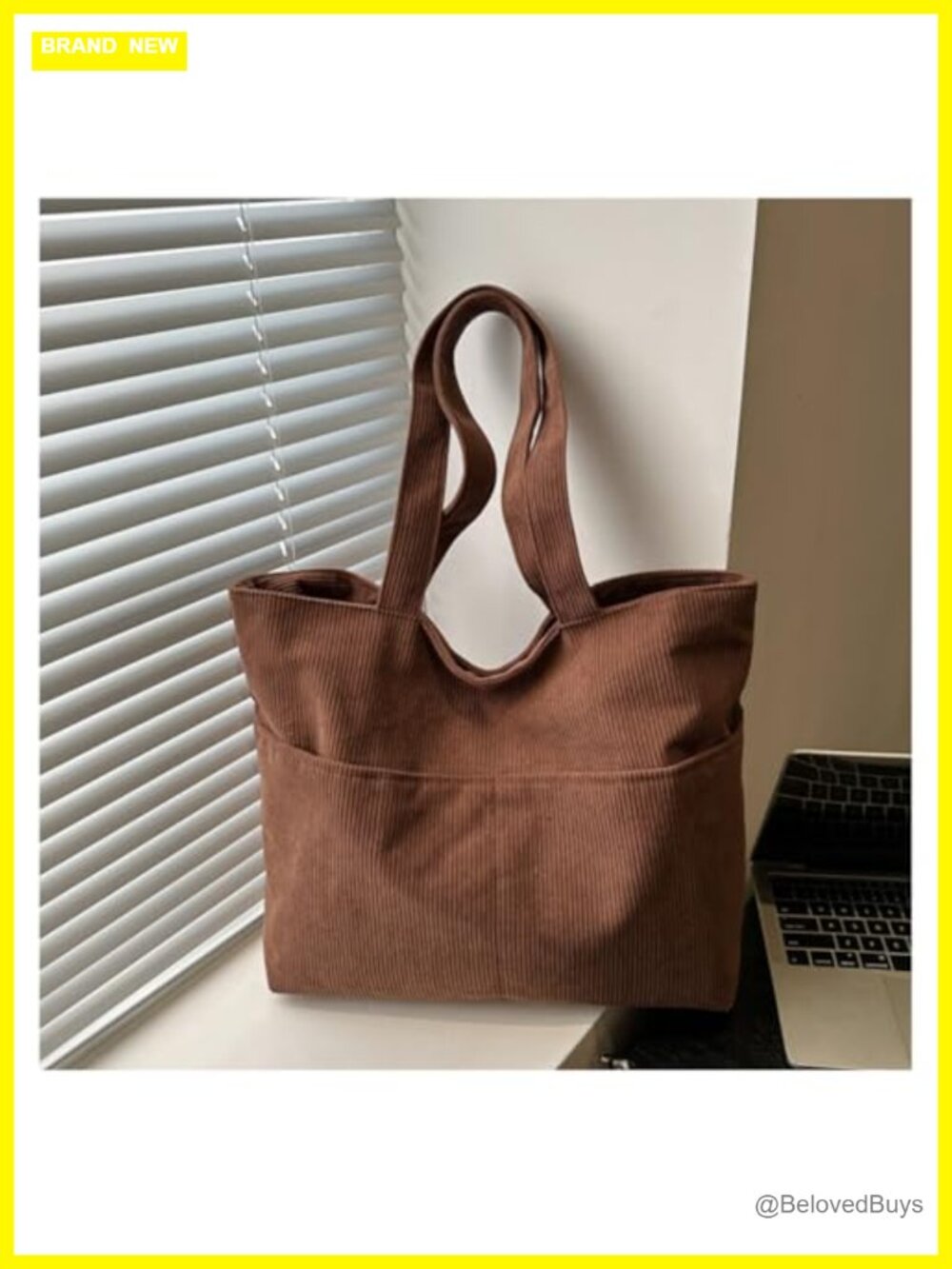 Corduroy Zipper Tote Bag for Women - Large Capacity Shoulder Handbag